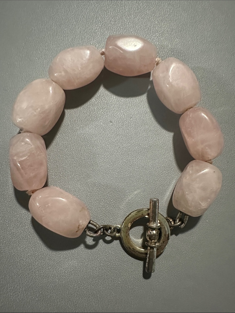 Rose Quartz Bead Toggle Bracelet